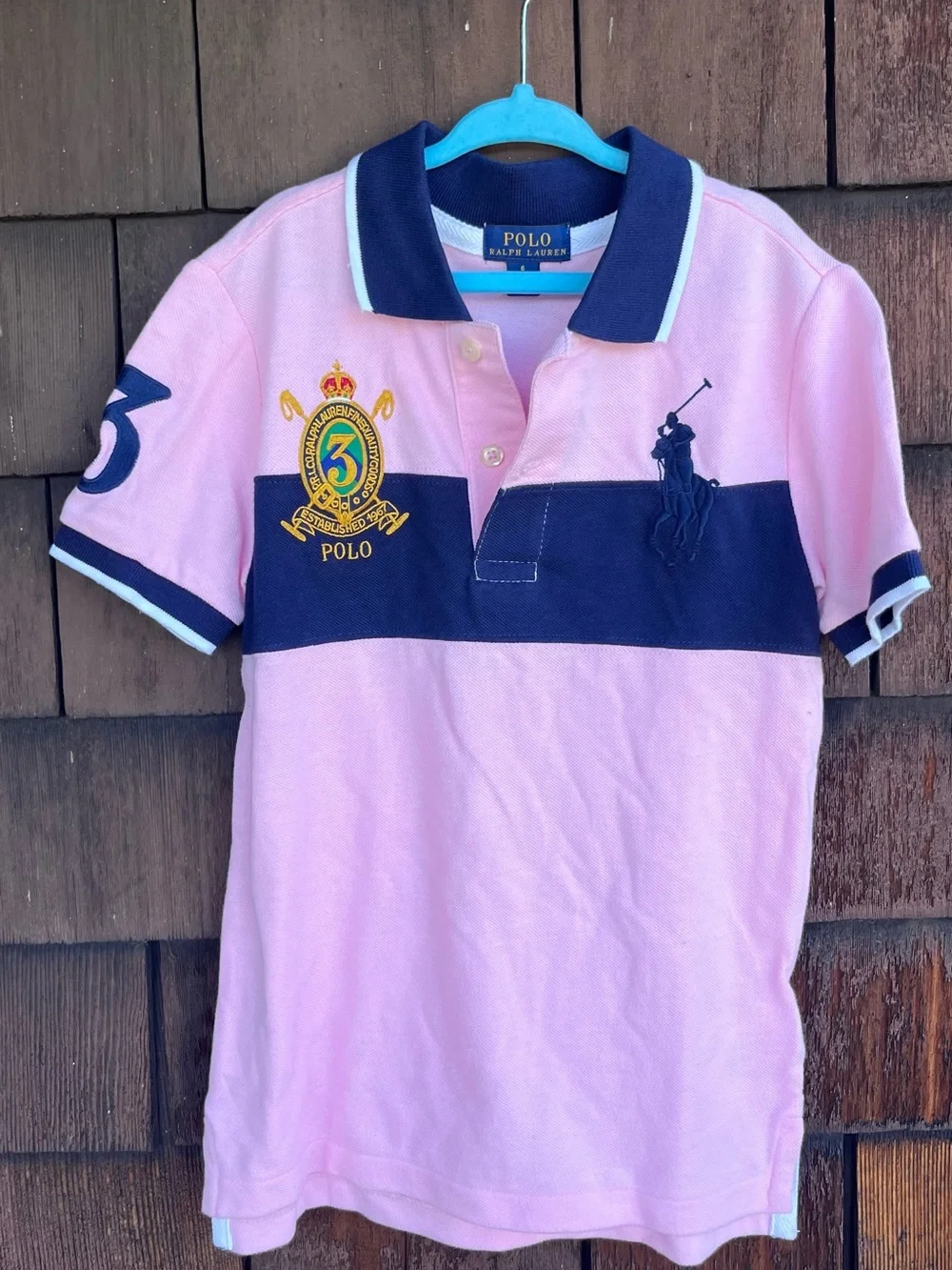 Polo Ralph Lauren Big Pony size 6 polo shirt, pink, and blue